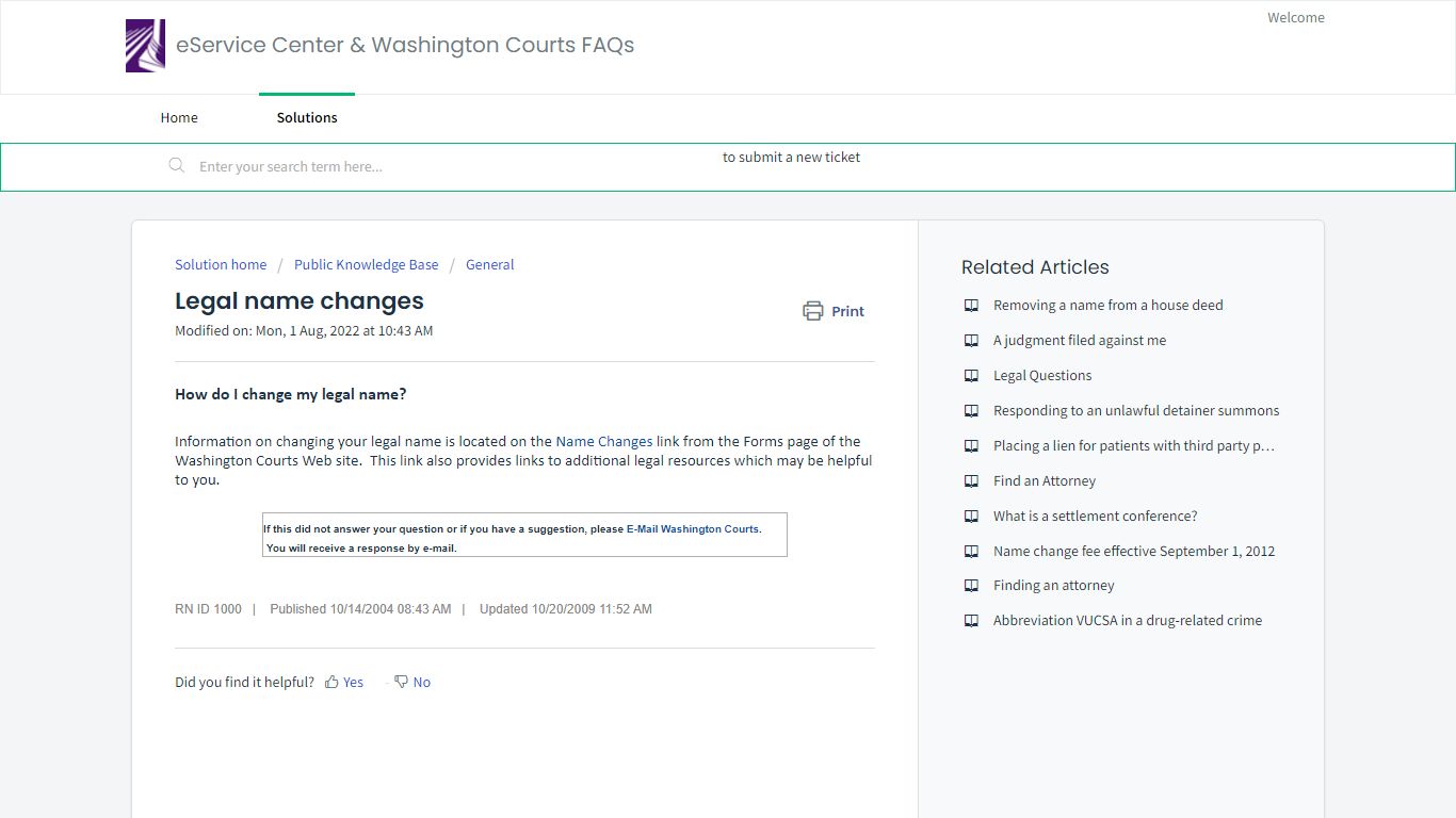 Legal name changes : eService Center & Washington Courts FAQs